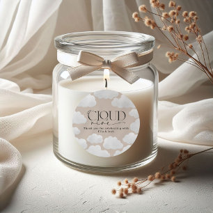 Beige natural cloud nine shower modern stylish classic round sticker