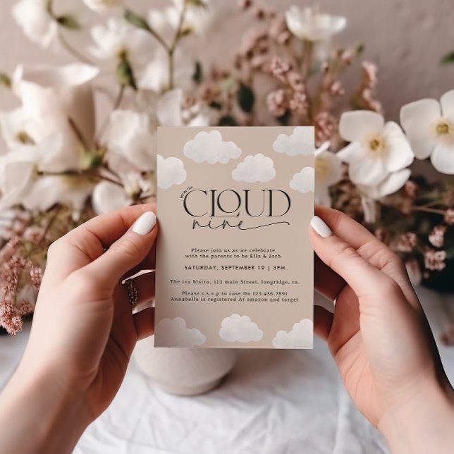 Beige natural cloud nine shower modern stylish invitation (Creator Uploaded)