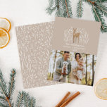Beige natural hand drawn reindeer elegant photo holiday card<br><div class="desc">Beige natural hand drawn reindeer elegant simple holiday photo Christmas card.</div>