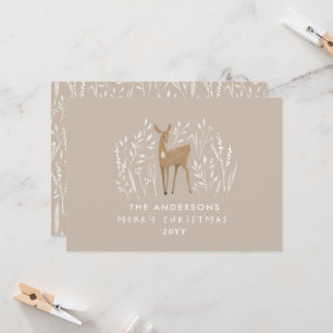 Beige natural hand drawn reindeer elegant simple