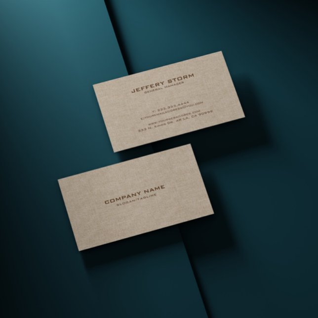 Beige Natural Linen Burlap Fabric Look Texture Business Card (Creator Uploaded)