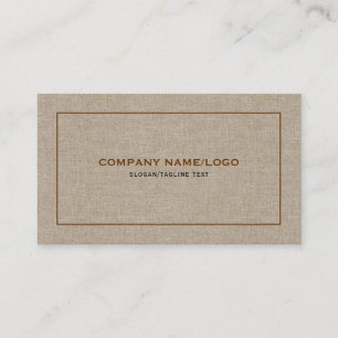 Beige Natural Linen Fabric Look brown border Business Card