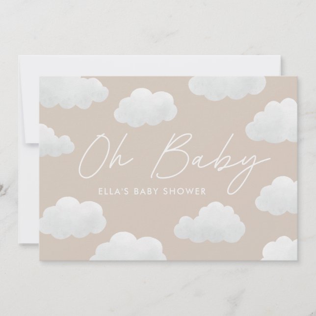 Beige natural Oh Baby shower modern stylish Invitation (Front)