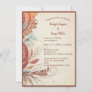 beige natural vintage wedding invitation
