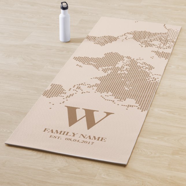 Beige Nature Earth Colour World Map Yoga Mat (In Situ)