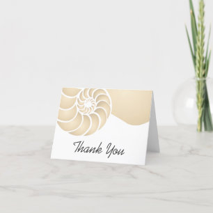 Beige Nautilus Shell Coastal Thank You Note Card