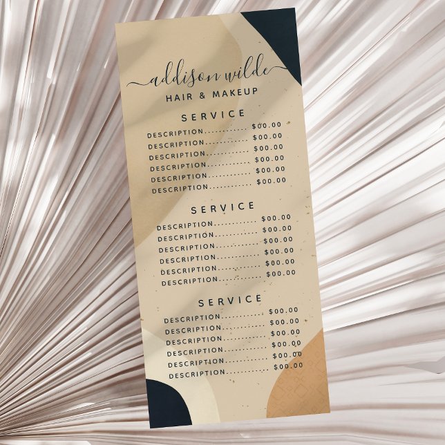 Beige Navy Blue Modern Abstract Shapes Neutral Rack Card (Creator Uploaded)