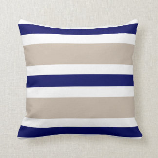 Beige Navy Blue & White Stripe Couch Pillow Gift