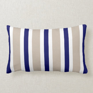 Beige Navy Blue & White Stripe Pillow Gift