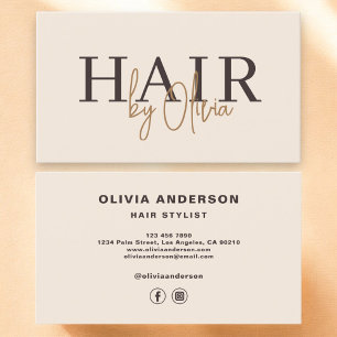 Beige Neutral Hair Stylist Modern Typography Business Card
