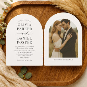 Beige Neutral Minimalist Photo Wedding  Invitation