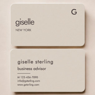Beige Neutral Monogram Business Card