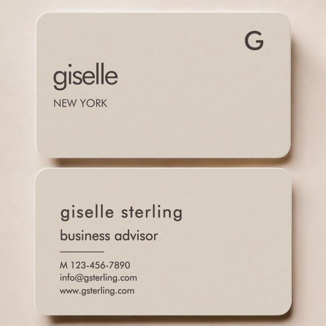 Beige Neutral Monogram  Business Card (Creator Uploaded)