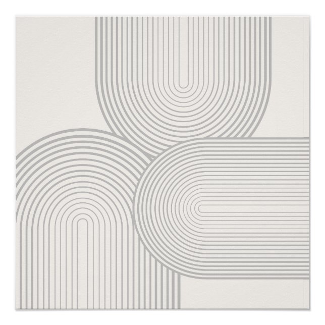 Beige Neutral Symmetric Rainbow Shape White  Poster (Front)