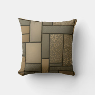 Beige Neutral Tile Mosaic Pattern Cushion