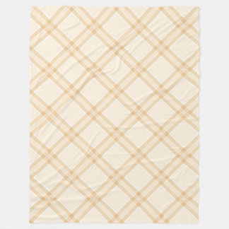 Beige Off White Diagonal Plaid Print Design Fleece Blanket