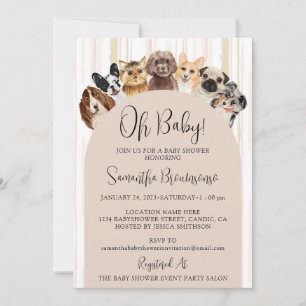 Beige Oh Baby Dogs Invitation