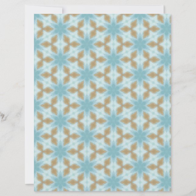 Beige on Blue geometric tile scrapbook paper (Front)
