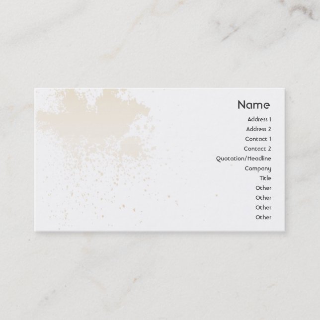 Beige On White Splatter - Business Card (Front)