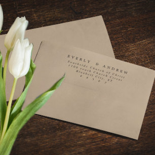 Beige or Any Colour Return Address on back flap Envelope