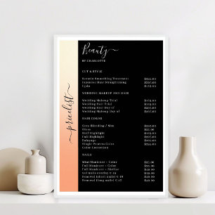 Beige, Orange & Black Pricelist Salon Poster