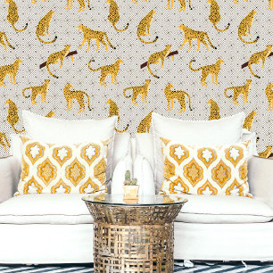 Beige Orange Cheetah Leopard Geometric Wallpaper