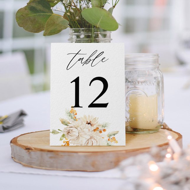 Beige & Orange Floral Table Number (Creator Uploaded)