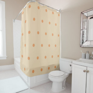 Beige Orange Pastel Polka Dots Pattern Whimsical Shower Curtain
