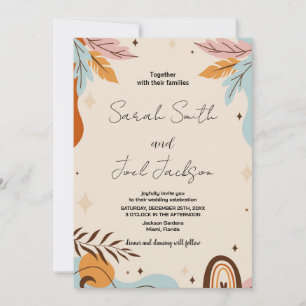 Beige Orange Wedding Invitations
