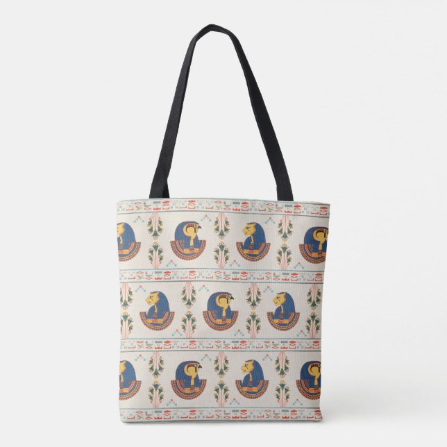 Beige ornamental Egyptian Tefnut pattern Tote Bag (Back)
