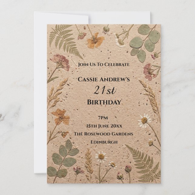 Beige Ornate Milestone Birthday Invitation (Front)