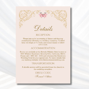 Beige Ornate Rococo Vintage Wedding Details Enclosure Card