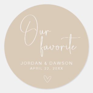 Beige Our Favourite Wedding Favour Sticker