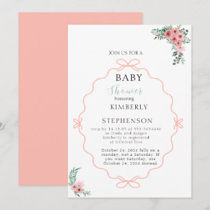 Beige Pampas Grass Boho Baby Shower Invitation