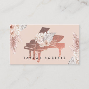 beige pampas grass boho flowers pianist business card