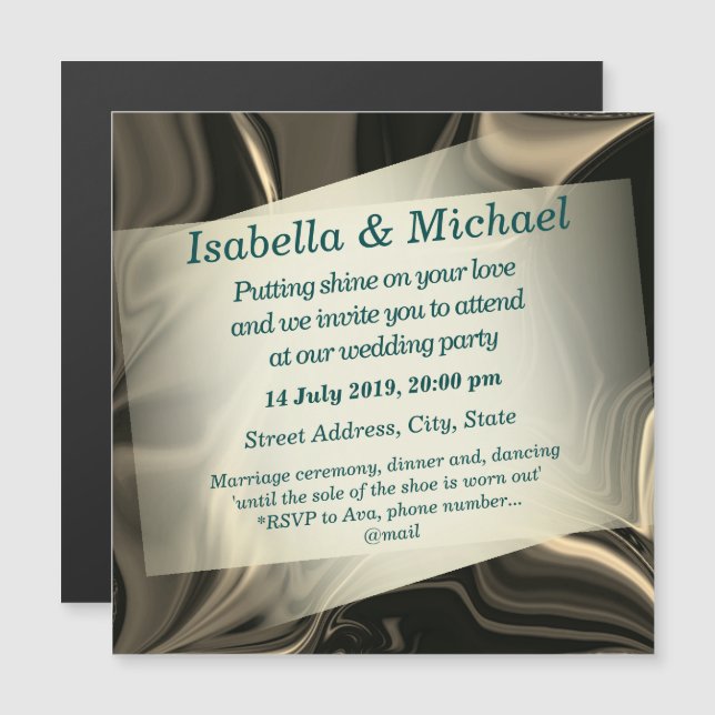 Beige 'paper' upon light brown undulations, invite (Front/Back)