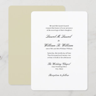Beige Parents of the Bride Wedding Invitation