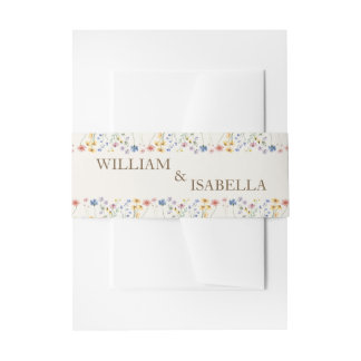 Beige Pastel Wildflower Invitation Belly Band