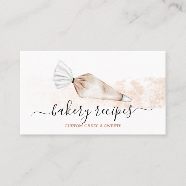 Beige Pastry Cooking Bakery Mix Cream Business Card (Front)