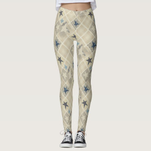 Beige patchwork leggings