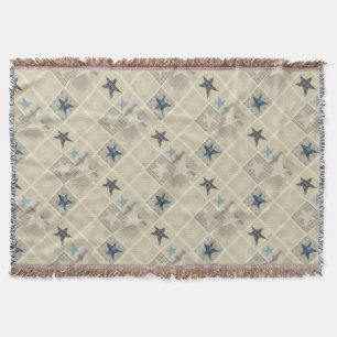 Beige patchwork throw blanket