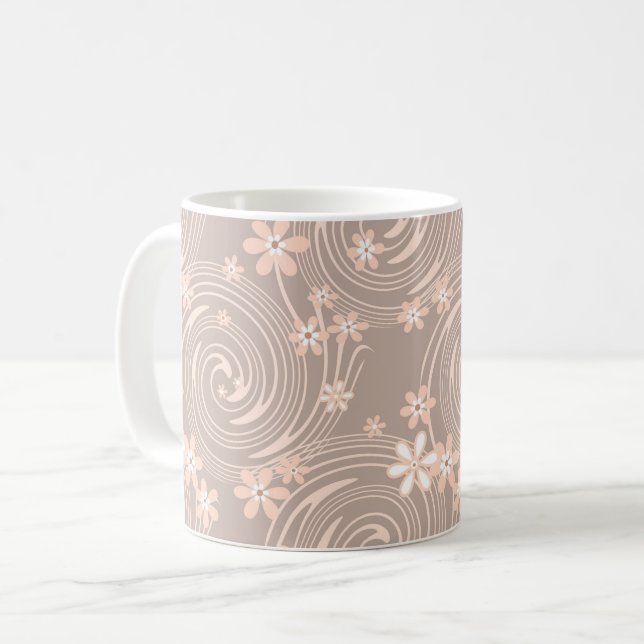 Beige pattern coffee mug (Front Left)