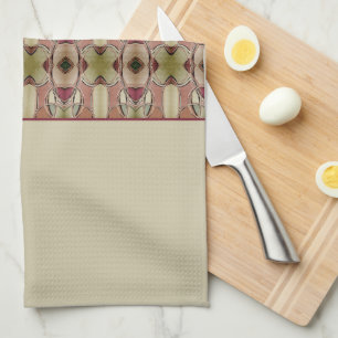 Beige patterned with green tea towel