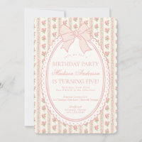 Beige & Peach Vintage Fancy Floral Birthday Party