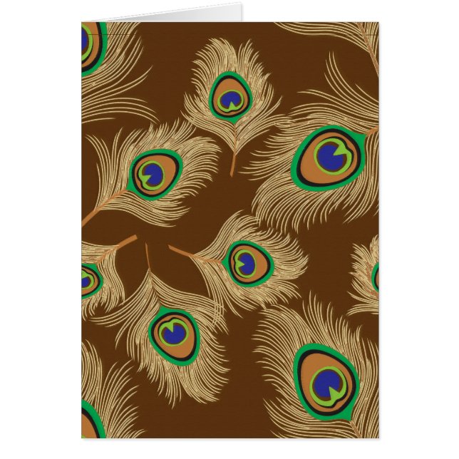 Beige Peacock Feathers on Chocolate Brown (Front)