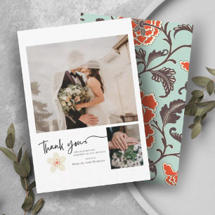 BEIGE PEONY PHOTO CHINOISERIE  THANK YOU CARD