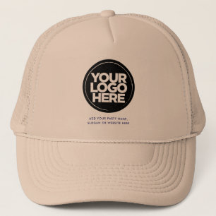 Beige   Personalised Logo and Text Baseball Trucker Hat
