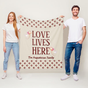 Beige Personalised LOVE LIVES HERE Keepsake Fleece Blanket