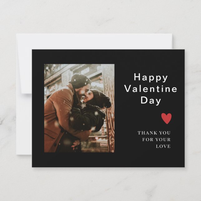 Beige Photo Hand Written Love Valentine Holiday Card (Front)