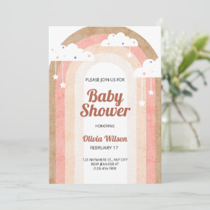 Beige Pink Boho Illustrated Rustic Rainbow Flyer  Invitation